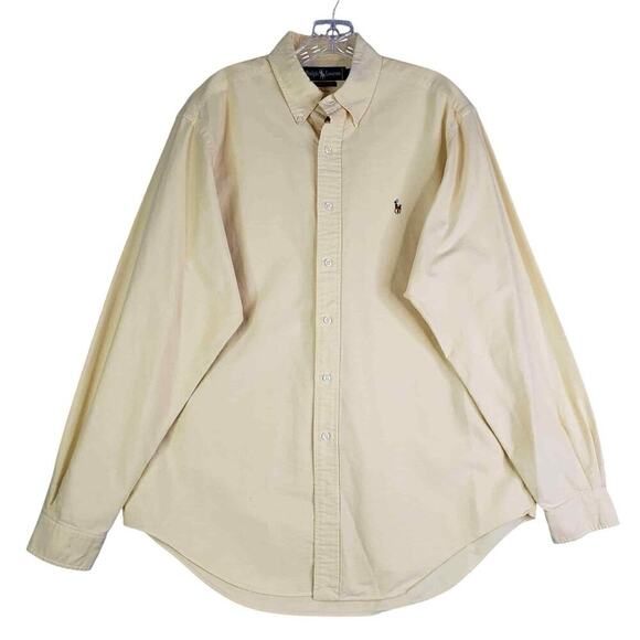 Polo Ralph Lauren Shirt Oxford Button Down LS Mens Size 16.5 XL Solid Yellow - Picture 2 of 8